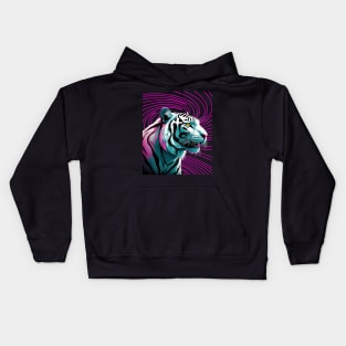 WHITE BENGAL TIGER NEON THEMED Kids Hoodie